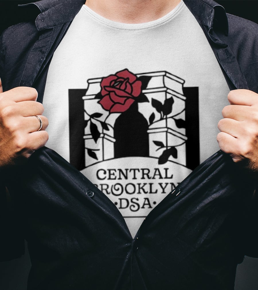 Central Brooklyn DSA Red Rose And Arch T-Shirt