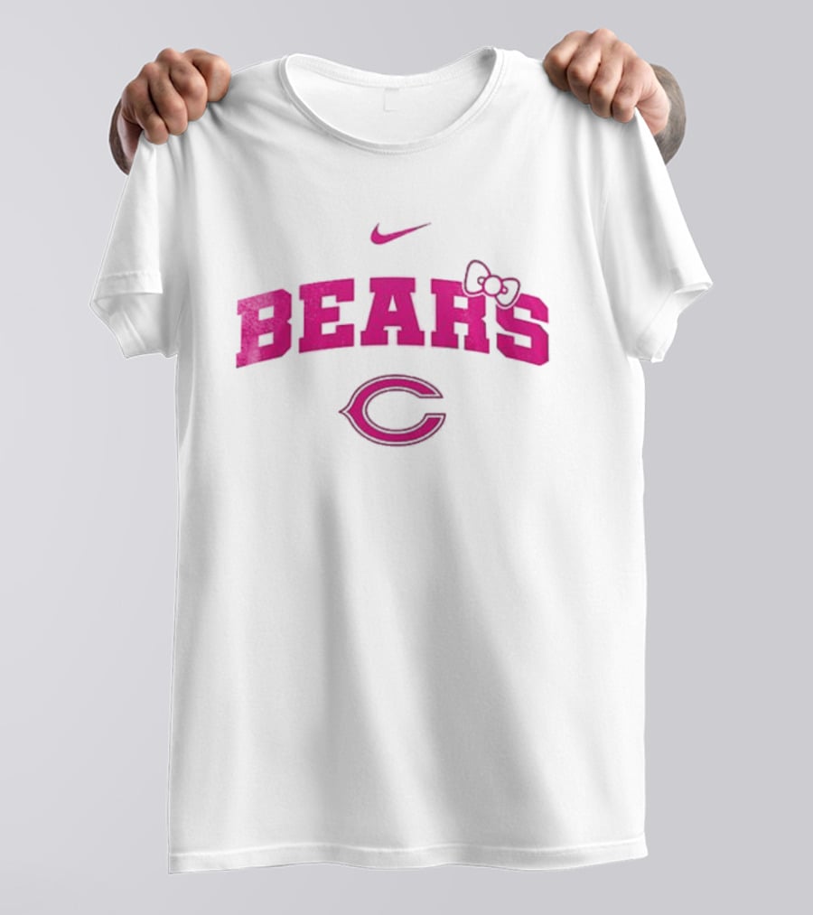 Nike Hello Kitty Bears Pink Bow Chicago Bears Collaboration T-Shirt