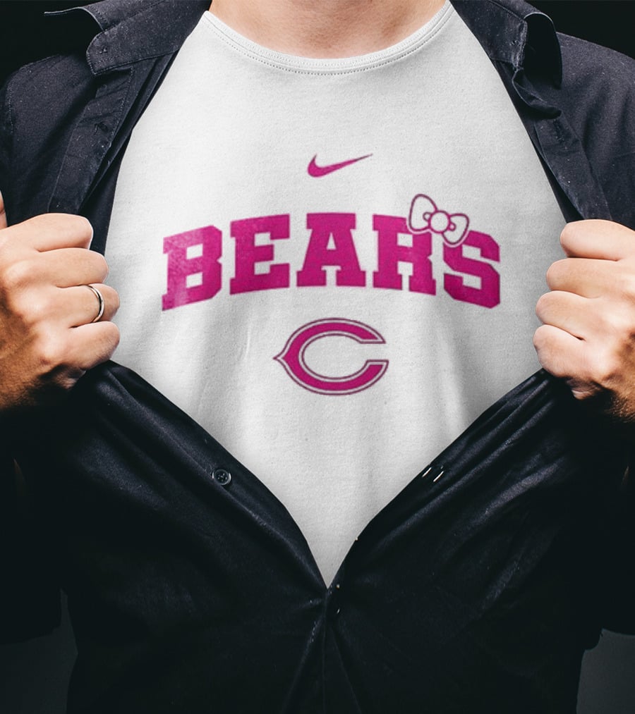 Nike Hello Kitty Bears Pink Bow Chicago Bears Collaboration T-Shirt