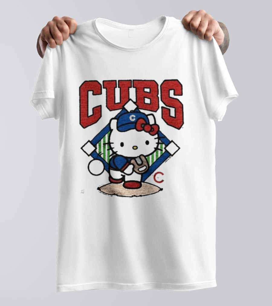 Hello Kitty Cubs Baseball Collaboration With Chicago Cubs Pitcher T-Shirt