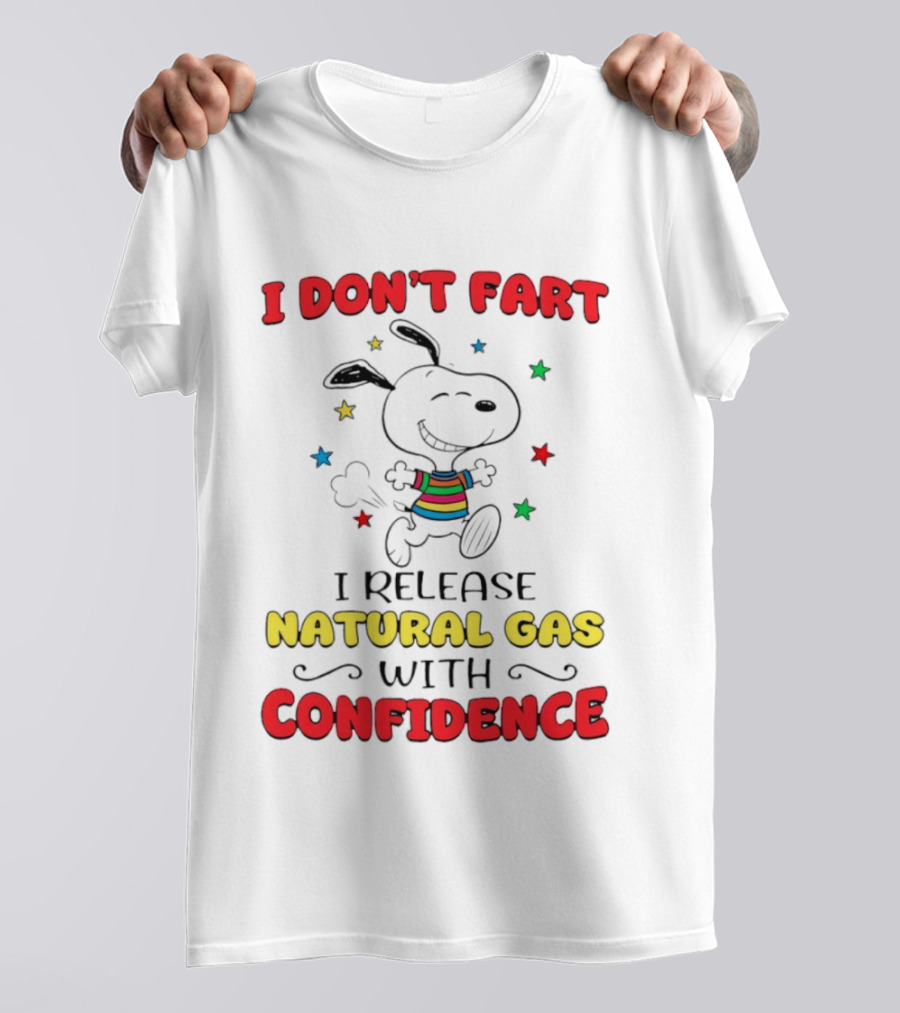 Playful Dog Cartoon I Don't Fart I Release Natural Gas With Confidence T-Shirt