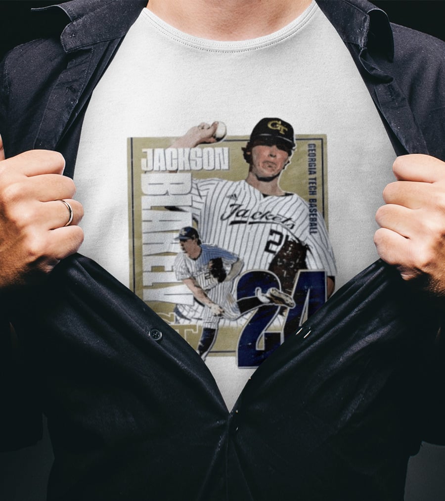 Jackson Blakely Georgia Tech Baseball GT 24 Player Student Athlete T-Shirt