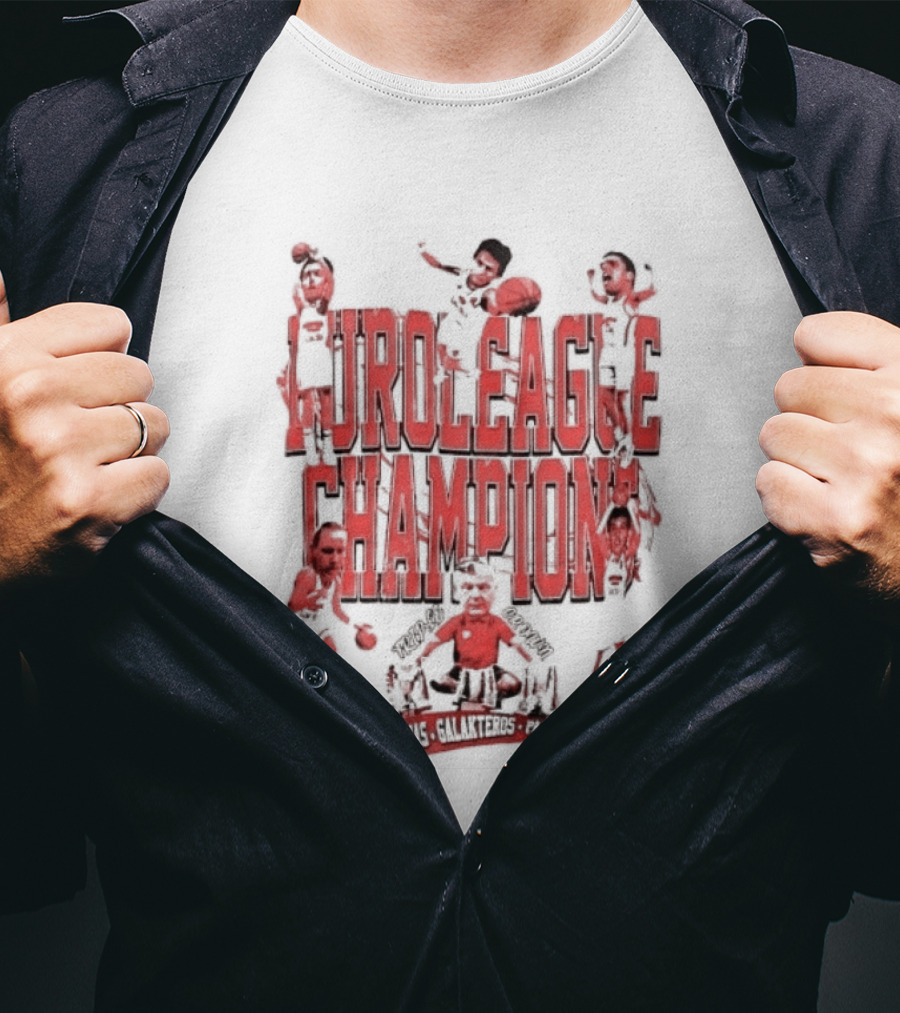 Olympiacos B.C Euroleague Champion Triple Crown Players T-Shirt