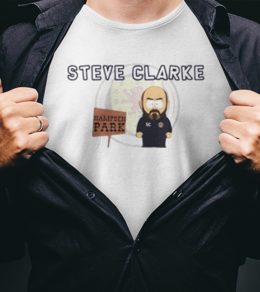 Steve Clarke Hampden Park Cartoon T-Shirt