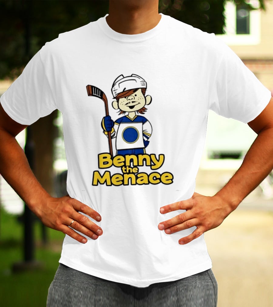 Zach Benson Benny The Menace Sabres Hockey Player Cartoon T-Shirt