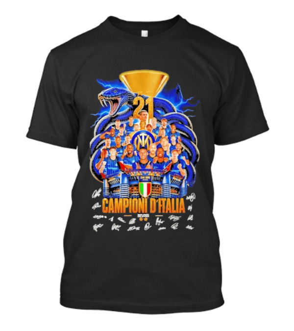 Inter Milan FC Campioni D'Italia 2025 26 San Siro Snake Trophy Signatures T-Shirt