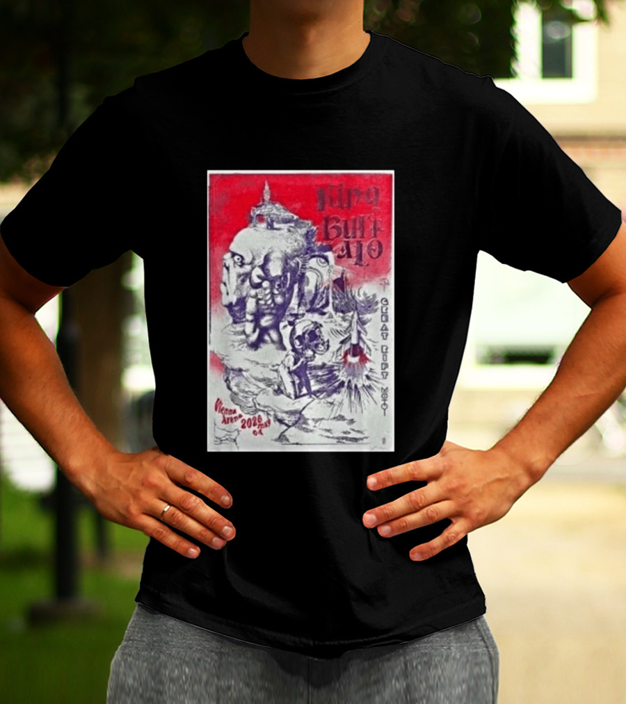 King Buffalo Vienna Arena May 4 2026 Concert Art Featuring Surreal Imagery And Space T-Shirt