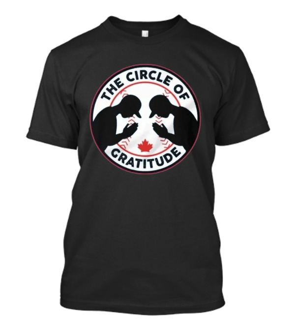 The Circle Of Gratitude Baseball Silhouette Emblem With Maple Leaf T-Shirt