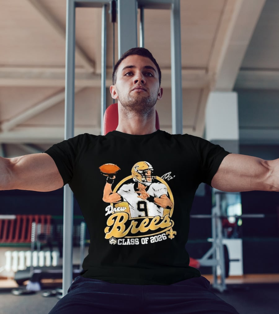 Drew Brees Class Of 2026 Vintage Football Quarterback Tribute NFL Fandom T-Shirt