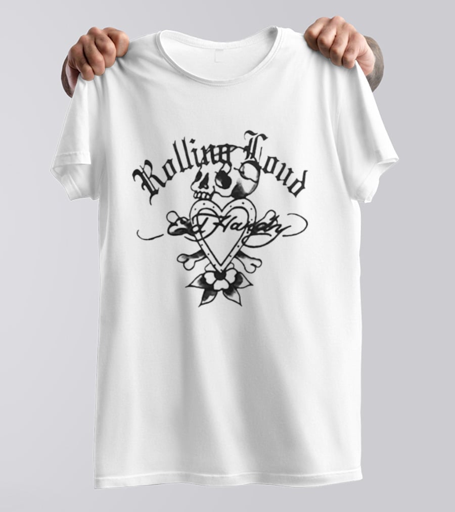 Ed Hardy X Rolling Loud Festival 2026 Sacred Heart Skulls Roses Tattoo T-Shirt