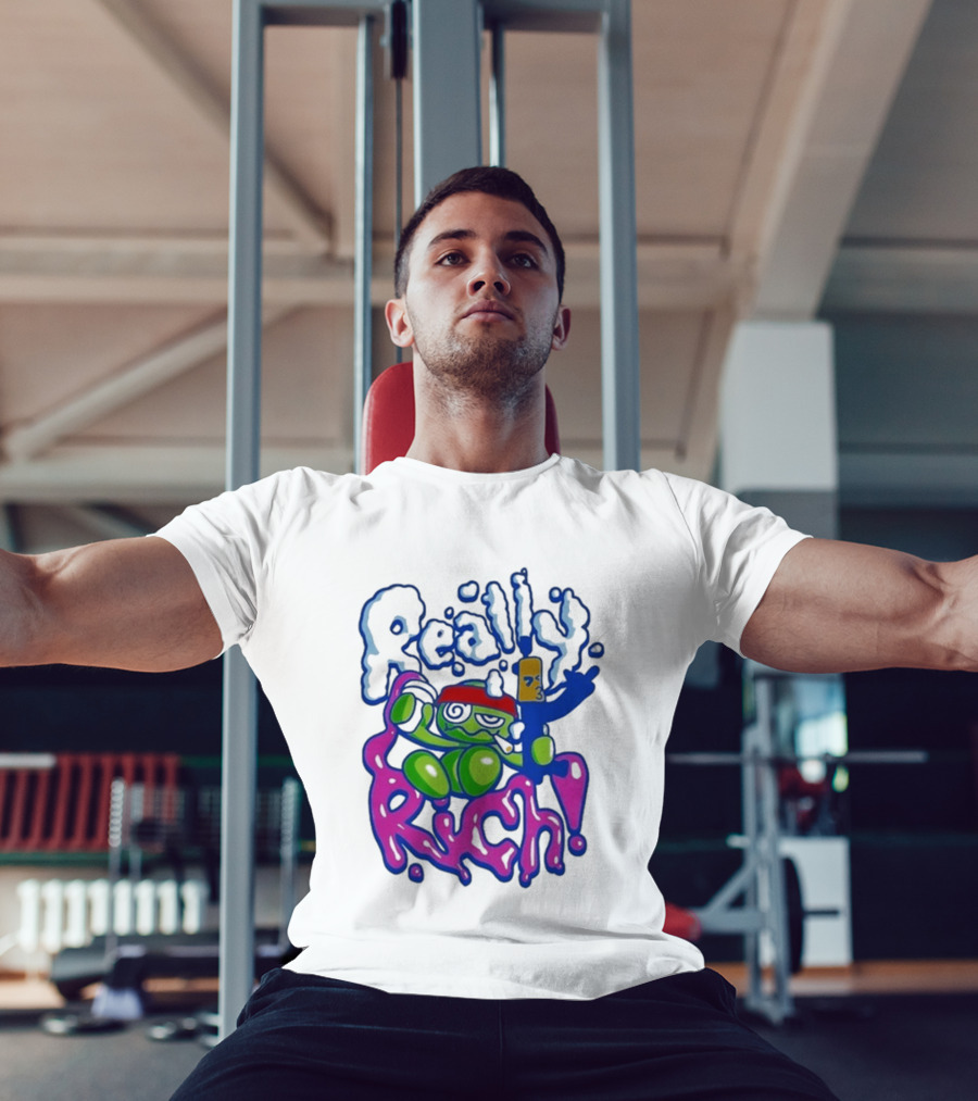 Really Rich Frog With Red Headband And Bottle T-Shirt