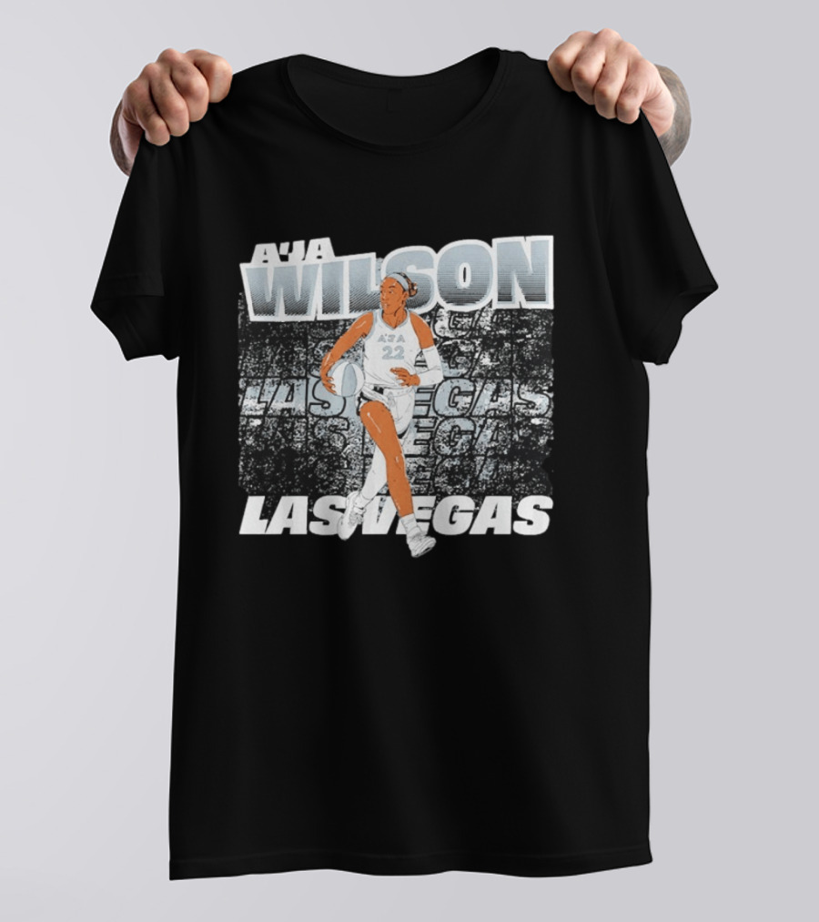 A'ja Wilson 22 Las Vegas Aces Basketball Player Action T-Shirt