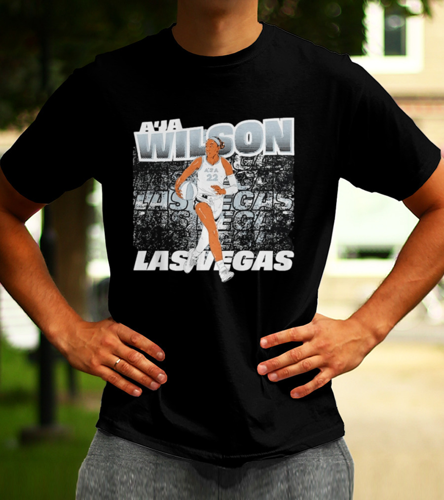 A'ja Wilson 22 Las Vegas Aces Basketball Player Action T-Shirt