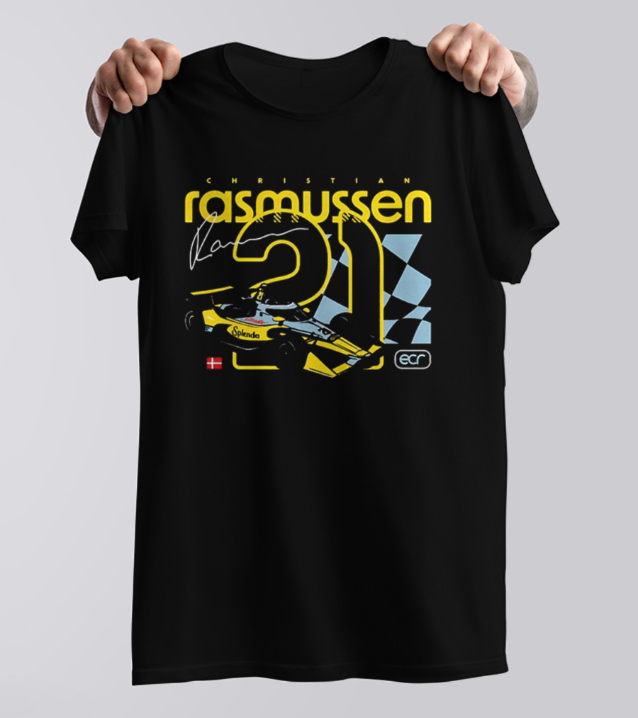 Christian Rasmussen 21 Splenda Chevrolet Racing ECR Flag Denmark T-Shirt