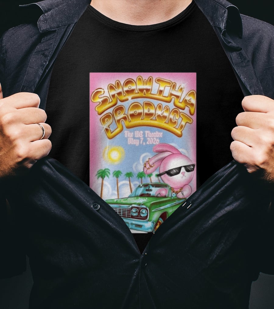 SNOW THA PRODUCT UC Theatre May 7 2026 Pink Bunny Sunglasses Lowrider Palms T-Shirt