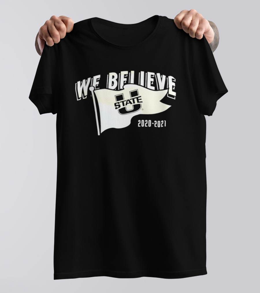 Utah State Aggies We Believe 2020 2021 Logo Flag T-Shirt