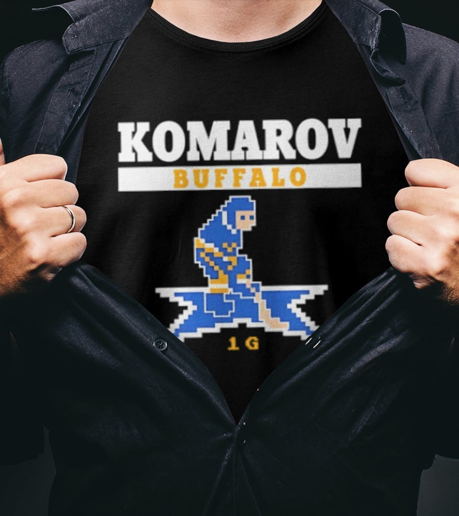 Komarov Buffalo Sabres 76 Hockey Pixel T-Shirt