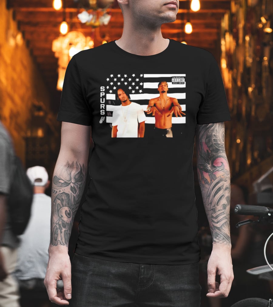 Spurs Wemby And Castle Stankonia American Flag T-Shirt