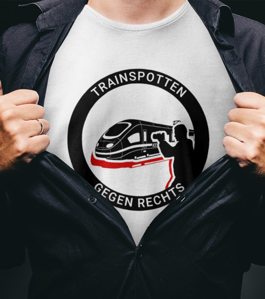 Trainspotten Gegen Rechts Train And Photographer Silhouette Anti Right Movement T-Shirt