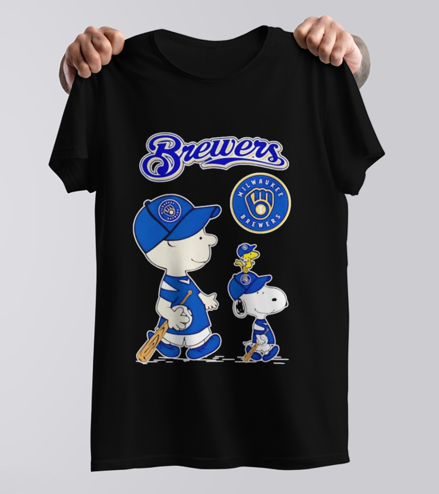 Brewers Charlie Brown Snoopy Woodstock Milwaukee Brewers T-Shirt