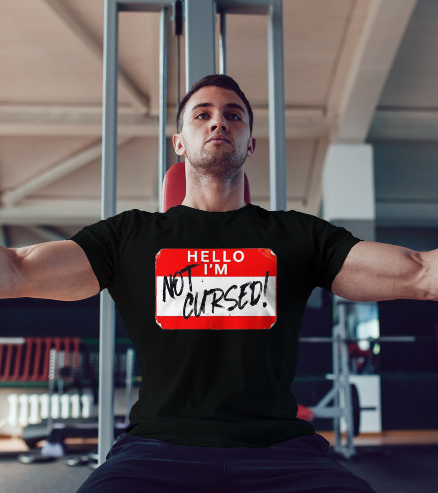 Hello I'm Not Cursed Name Tag Red Plaque T-Shirt