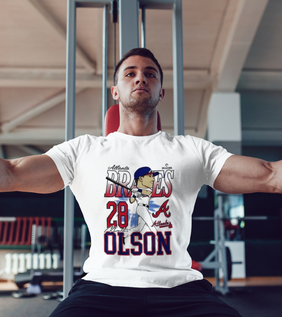 Atlanta Braves 28 Olson Caricature T-Shirt