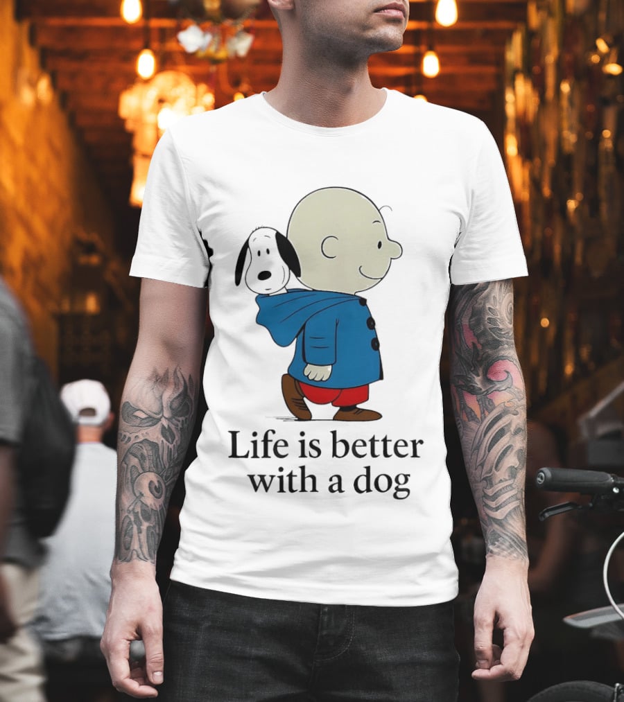 Snoopy And Charlie Brown Life Is Better With A Dog T-Shirt