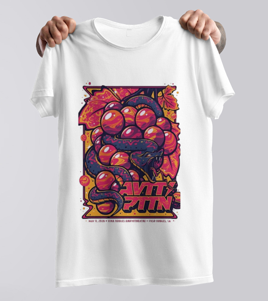 Avett Brothers Paso Robles CA 2026 May 9 Tour Snake Grapes T-Shirt