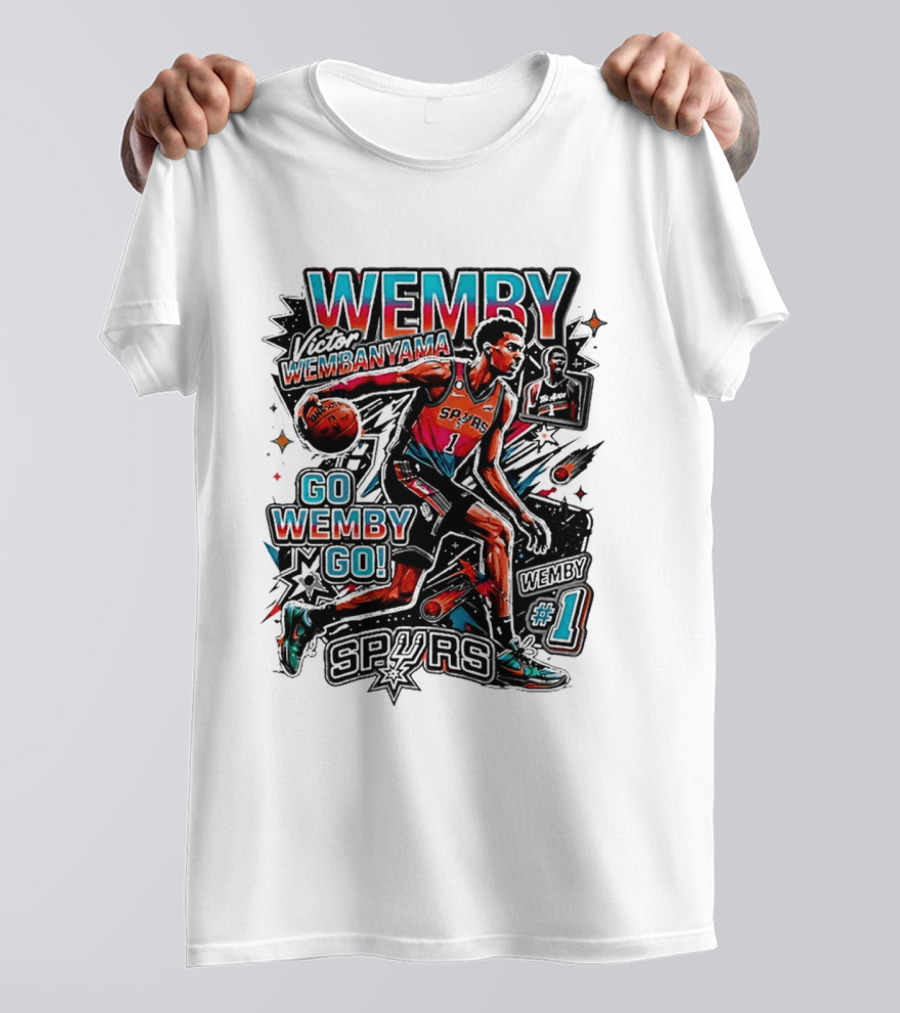 Victor Wembanyama Spurs Go Wemby Go Basketball Number 1 T-Shirt