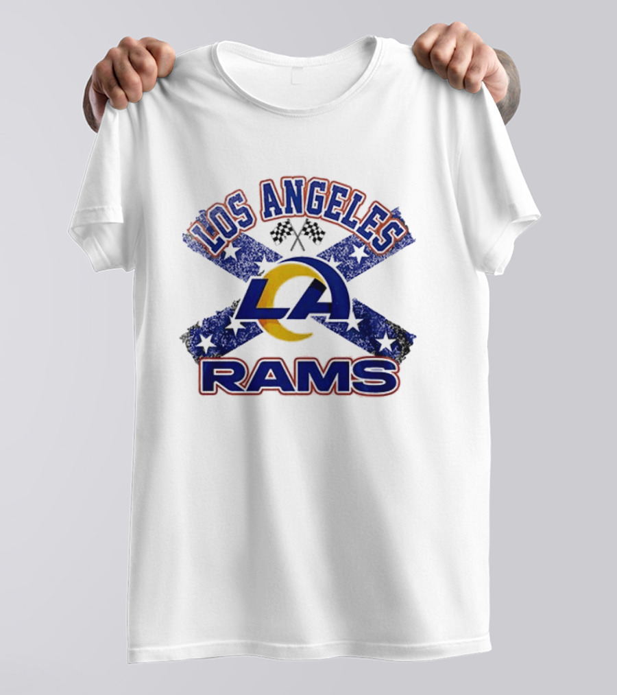 Los Angeles Rams LA Dukes Of Hazzard Crossed Flags T-Shirt