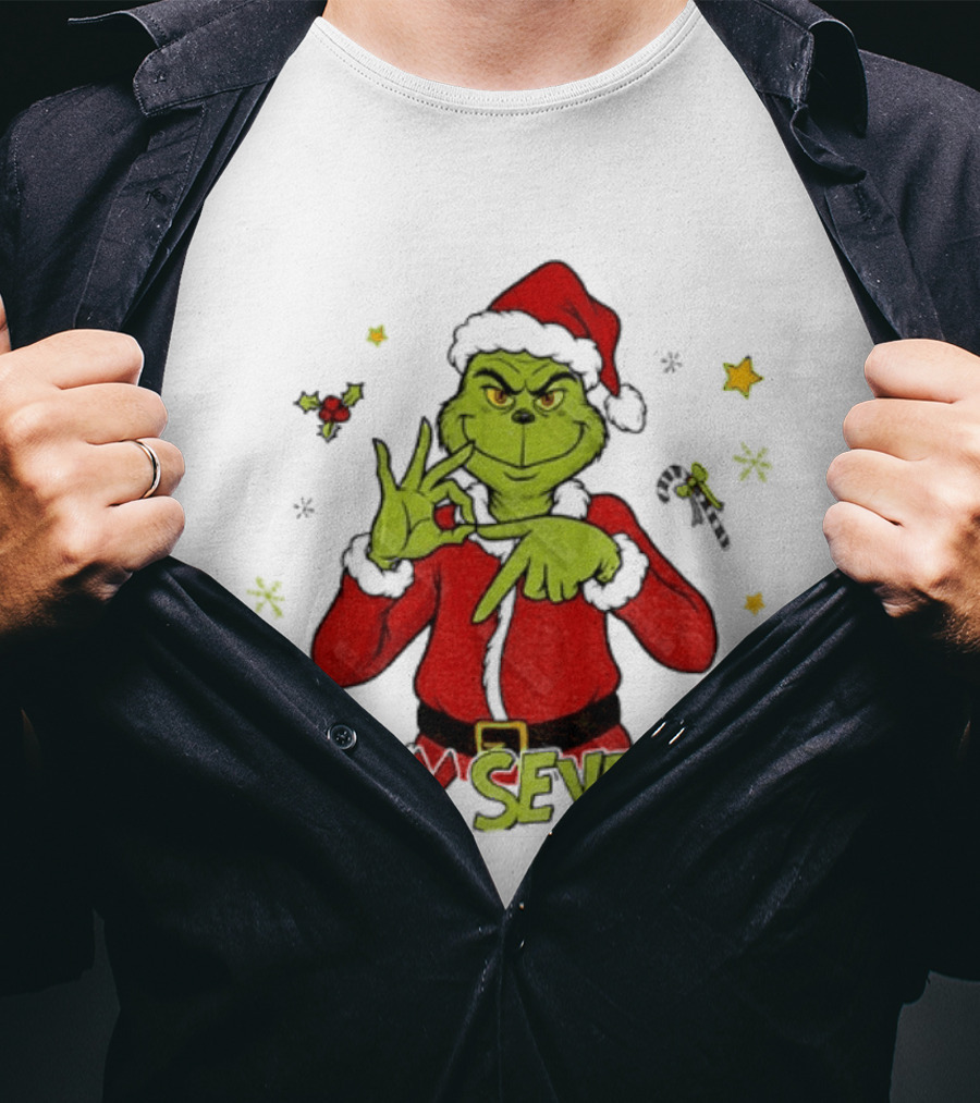 Grinch Santa Six Seven 6 7 Meme Christmas Stars Candy Cane T-Shirt