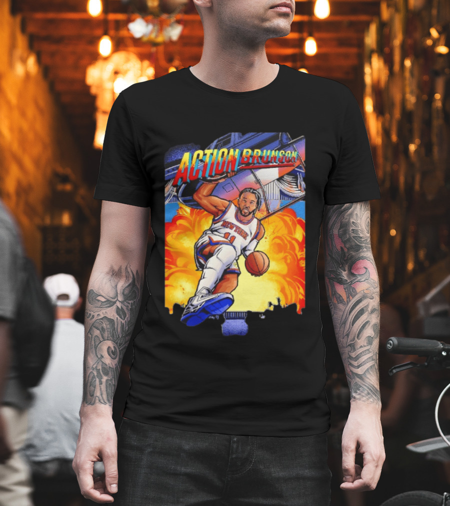 Action Brunson New York Knicks Basketball Comic Explosive Dynamic T-Shirt