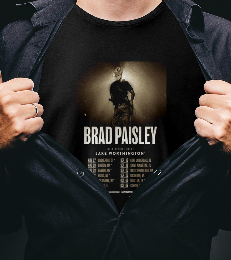 Brad Paisley 2026 Tour Dates With Jake Worthington Guest Performance T-Shirt