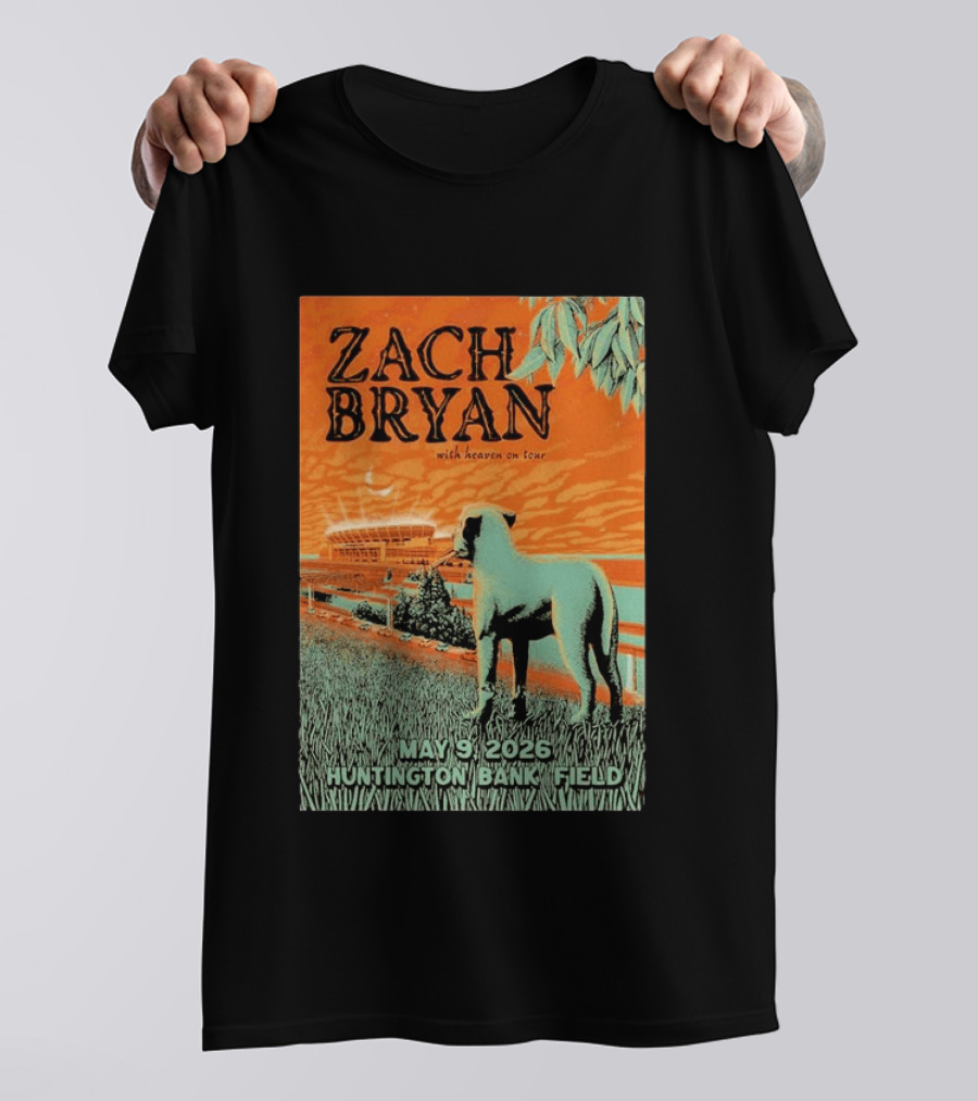 Zach Bryan Huntington Bank Field May 9 2026 With Heaven On Tour T-Shirt