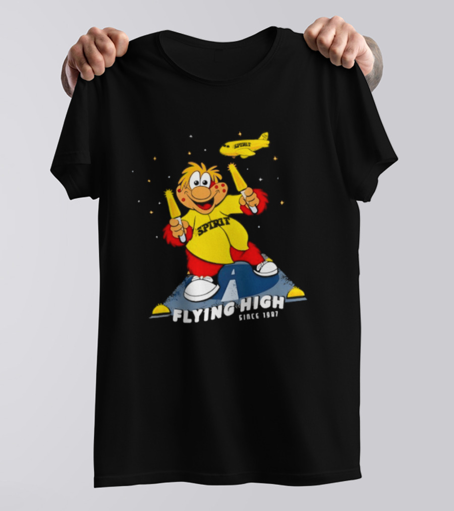 Inland Empire 66ers Baseball Mascot Celebrating Flying High Since 1987 With Spirit Airlines Memorabilia T-Shirt