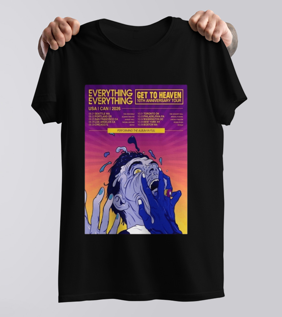 Everything Everything Get To Heaven 10th Anniversary Tour 2026 USA Canada Dates T-Shirt
