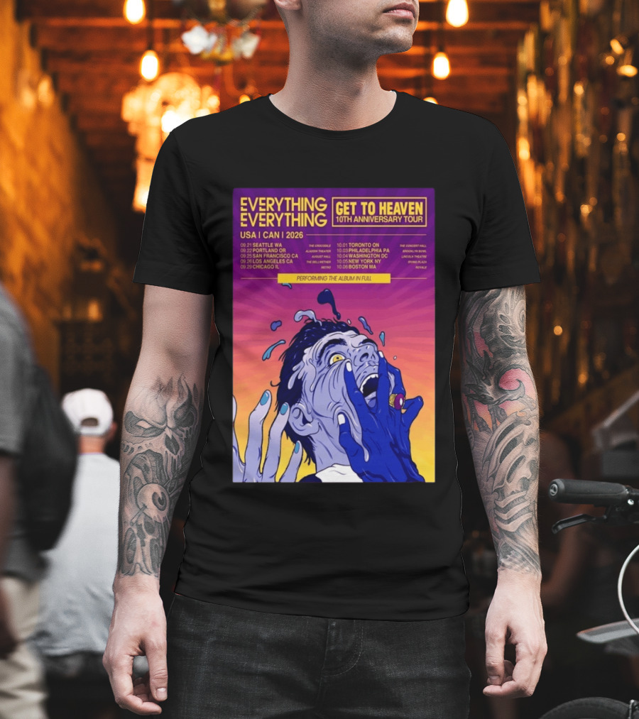 Everything Everything Get To Heaven 10th Anniversary Tour 2026 USA Canada Dates T-Shirt