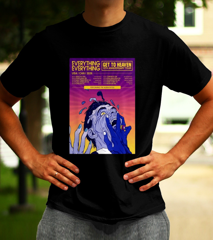 Everything Everything Get To Heaven 10th Anniversary Tour 2026 USA Canada Dates T-Shirt