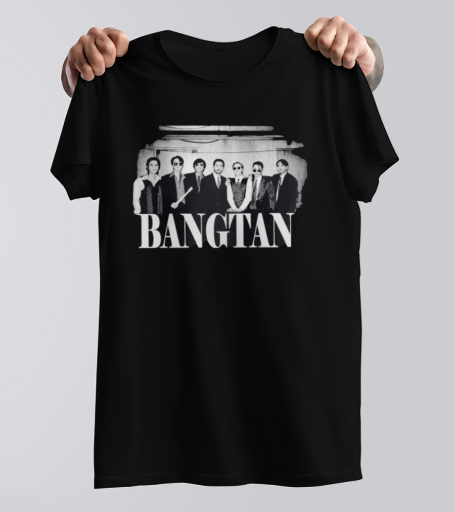 Bangtan Kpop 7 Member Boy Band Black And White T-Shirt