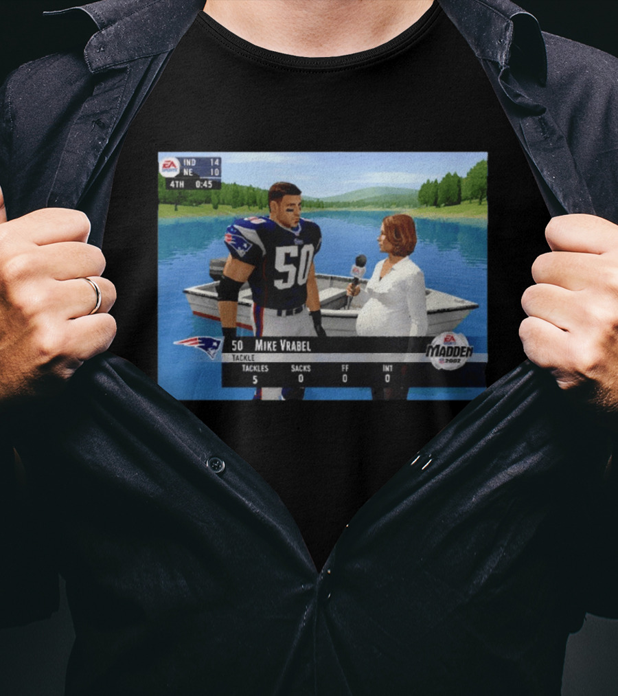 EA Madden 2002 Mike Vrabel Interview Football Patriots Video Game Scene T-Shirt