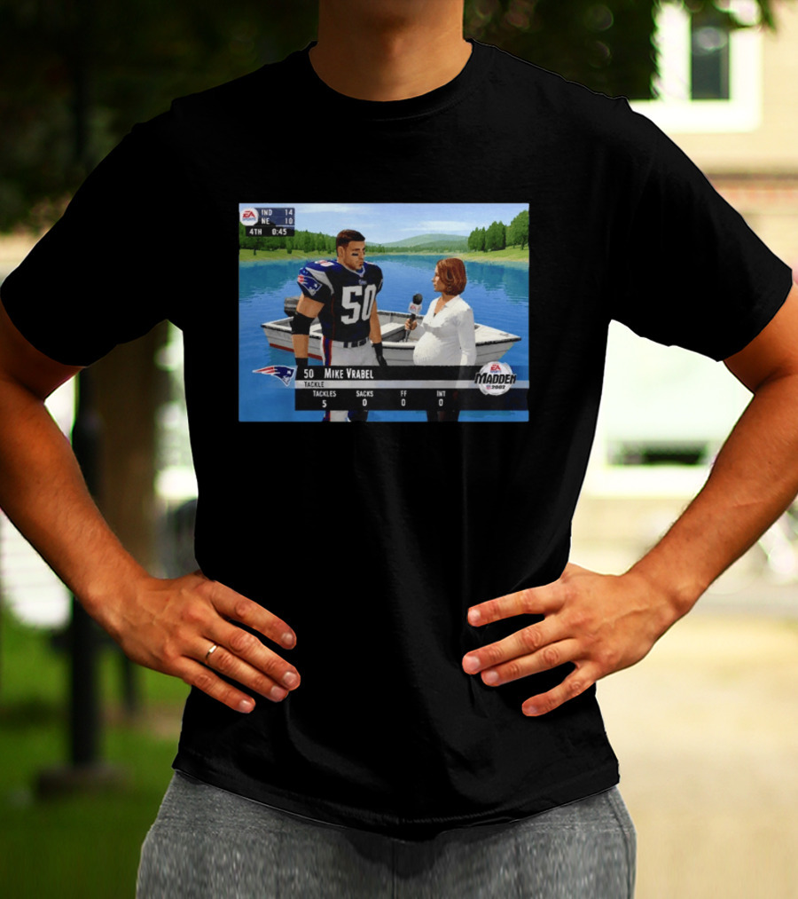 EA Madden 2002 Mike Vrabel Interview Football Patriots Video Game Scene T-Shirt