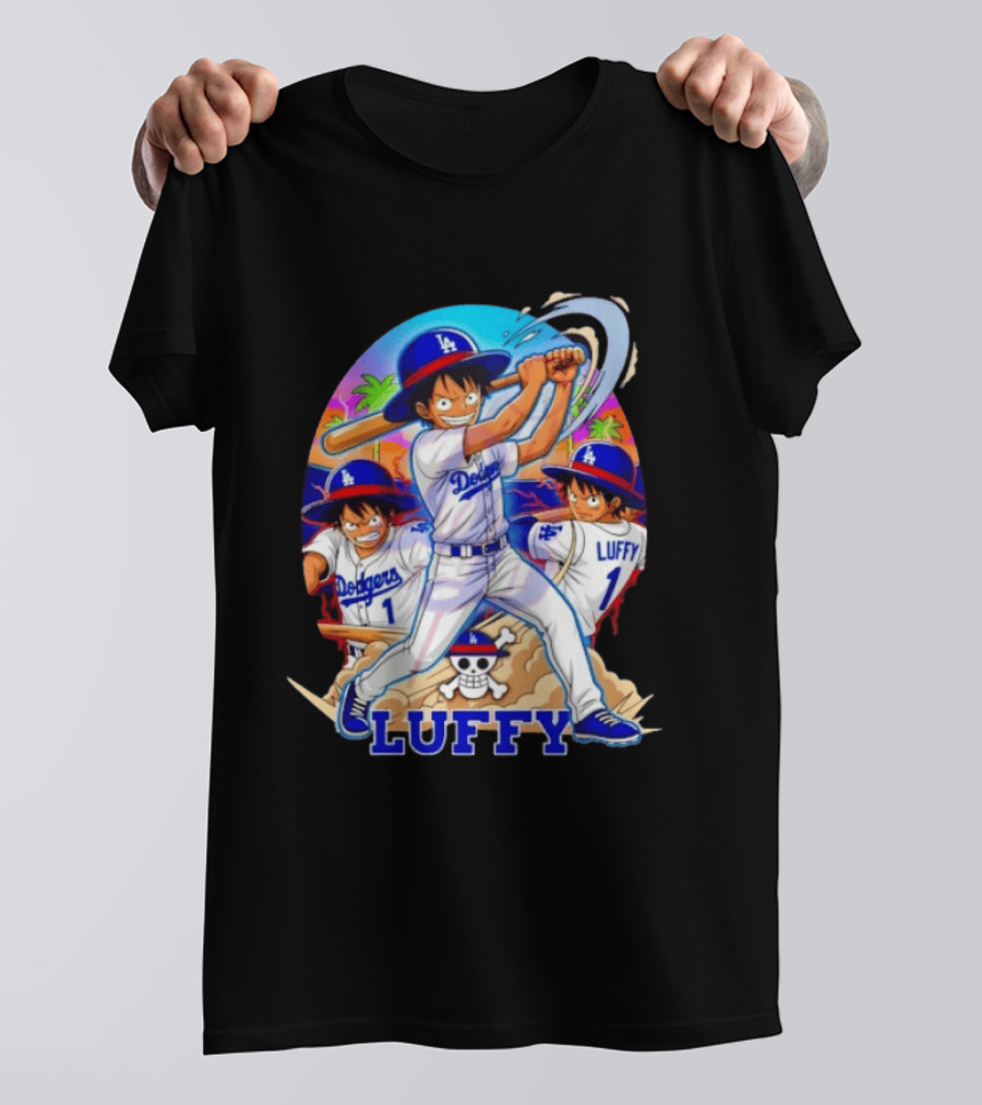 Monkey D. Luffy Dodgers Baseball 2026 Anime T-Shirt