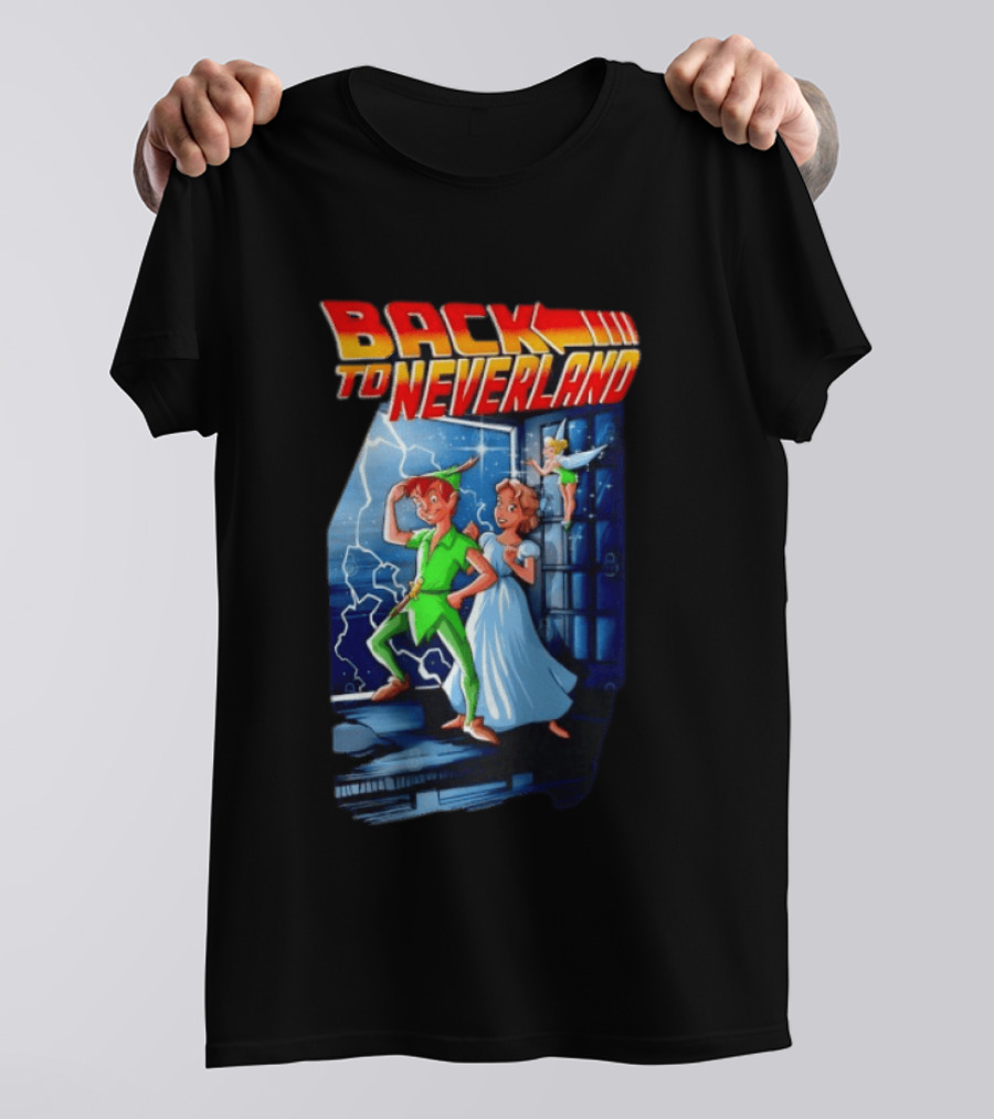 Back To Neverland Peter Pan Wendy Tinkerbell Mashup Back To The Future T-Shirt
