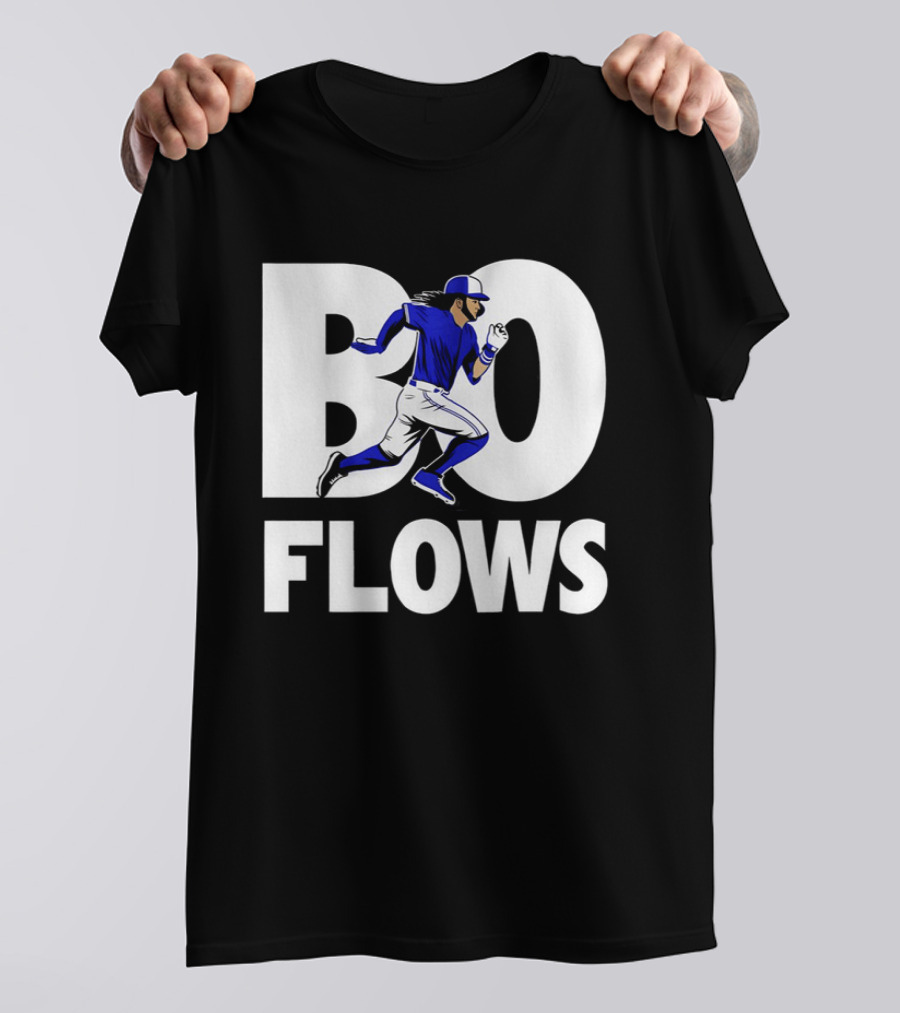 Bo Flows Running Baseball Player In Blue Uniform T-Shirt