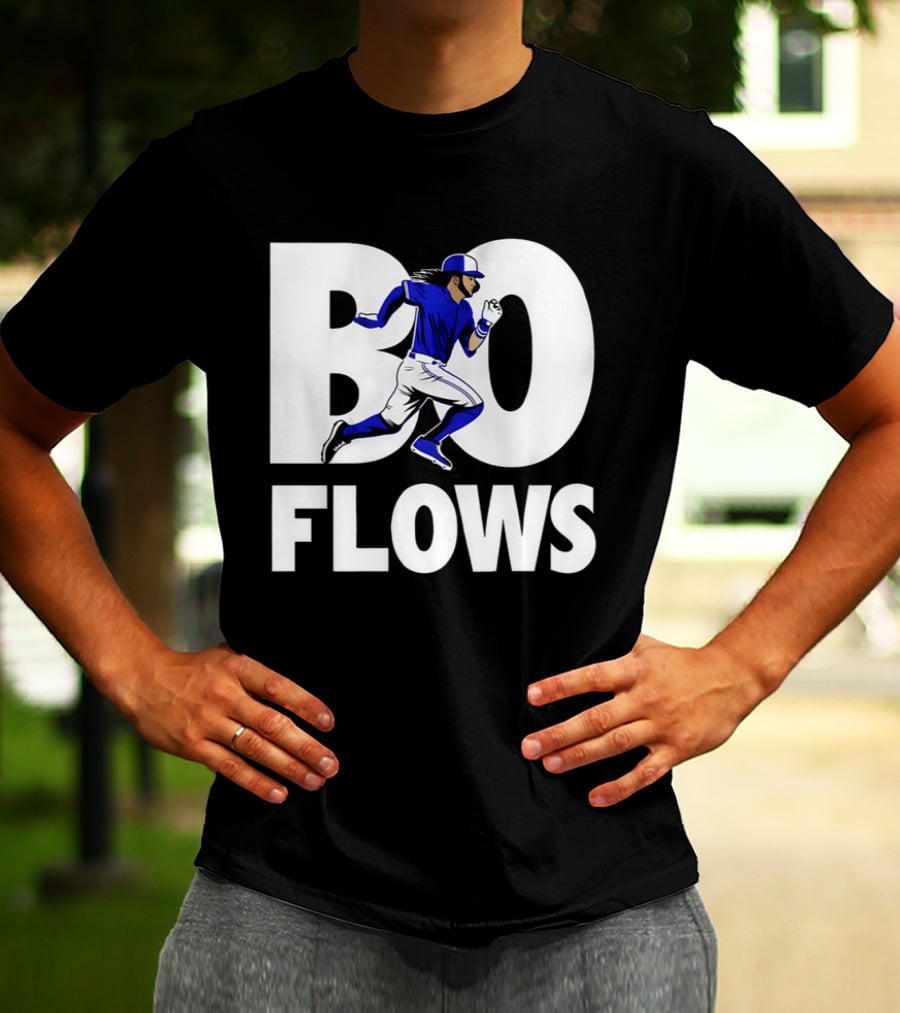 Bo Flows Running Baseball Player In Blue Uniform T-Shirt