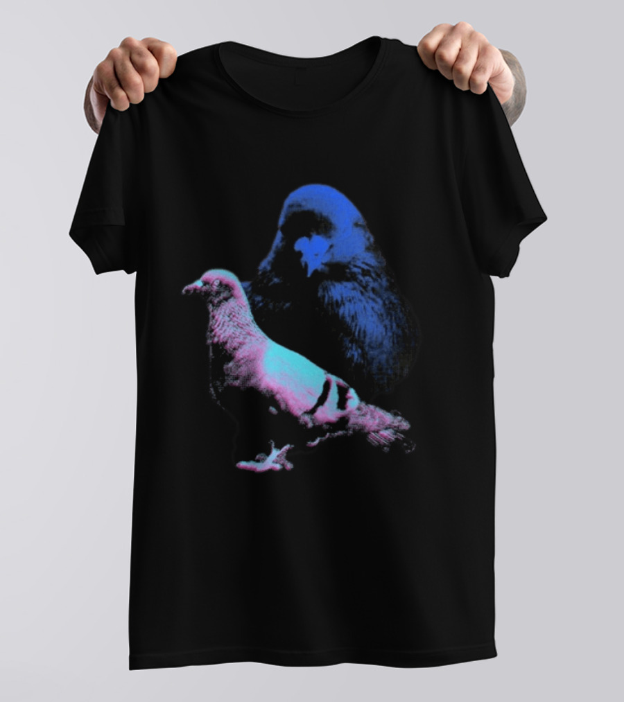 It's Just A Pigeon Neon Duo Bold Colors Contrast T-Shirt