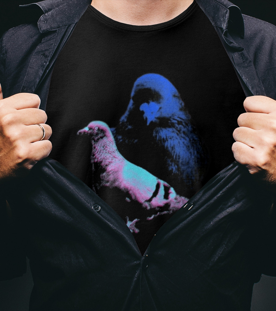 It's Just A Pigeon Neon Duo Bold Colors Contrast T-Shirt