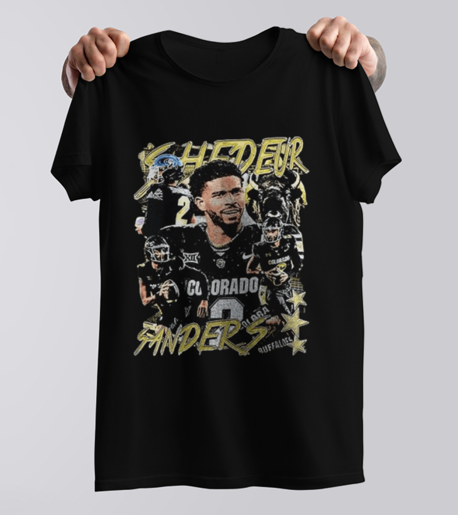 Shedeur Sanders Colorado Buffaloes Football XXL Player Collage T-Shirt