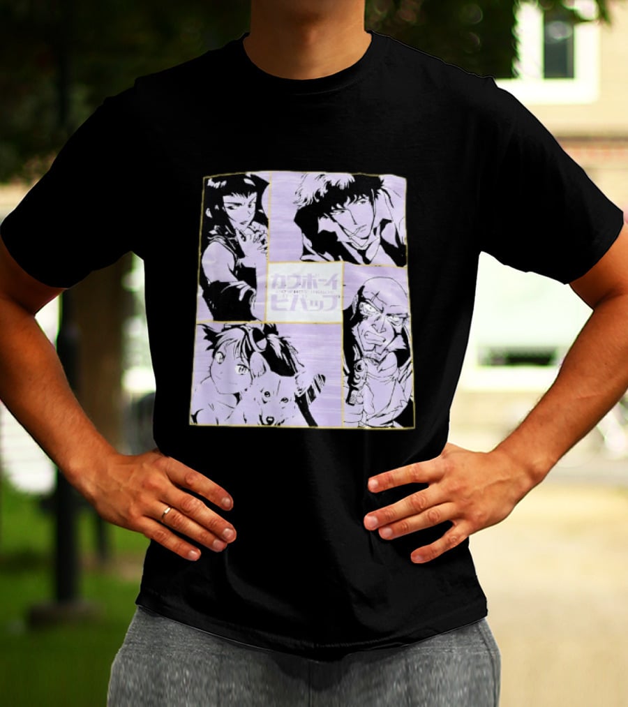 Cowboy Bebop Anime Characters Collage Faye Spike Ein Jet T-Shirt