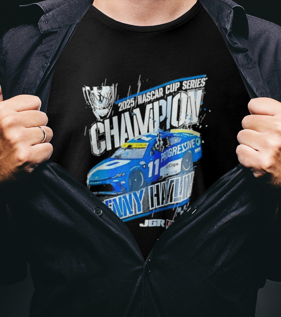Denny Hamlin 2025 NASCAR Cup Series Champion Progressive Car 11 Joe Gibbs Racing T-Shirt